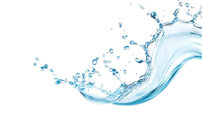 A dynamic splash of clear water on a transparent background, showcasing natural movement and fluid elegance.