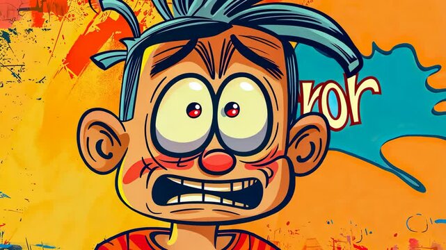 Cartoon character experiencing panic after making error