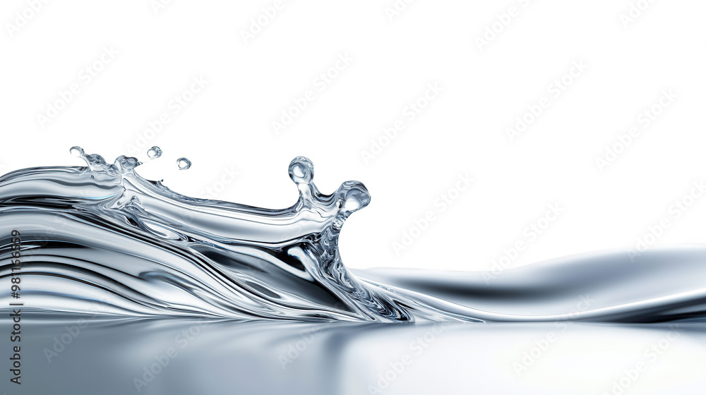 Poster a stunning image of water splashing and flowing gracefully, capturing the essence of purity and flui