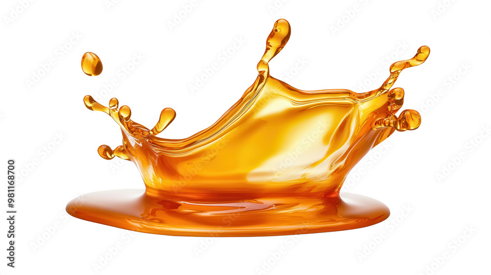 Poster a vibrant splash of golden liquid creating a stunning visual effect against a black background.
