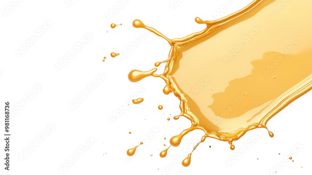 Poster a vibrant splash of golden liquid captured mid-motion, showcasing fluid dynamics and artistic design