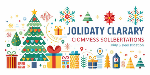 Vibrant Flat Abstract Holiday Celebration Design: Joyful Shapes and Patterns in a Dynamic Background with Text Space for Business and Marketing