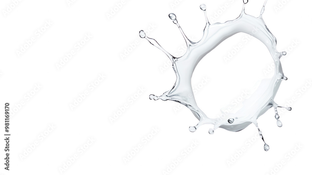 Poster a vibrant splash of milk captured in high detail, showcasing dynamic movement and fluidity against a