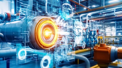 Industrial Automation with Futuristic Interface.