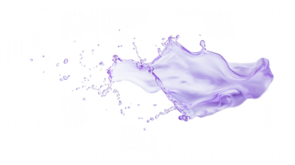 A vibrant splash of purple liquid against a transparent background, perfect for creative and artistic projects.