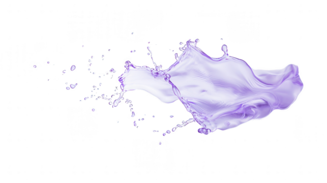 A vibrant splash of purple liquid against a transparent background, perfect for creative and artistic projects.