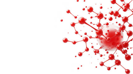 Abstract representation of virus particles with red droplets on a dark background, symbolizing infection and biological research.