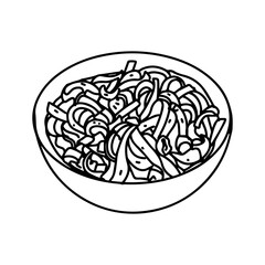 hand drawn sketch buckwheat noodles, soba 