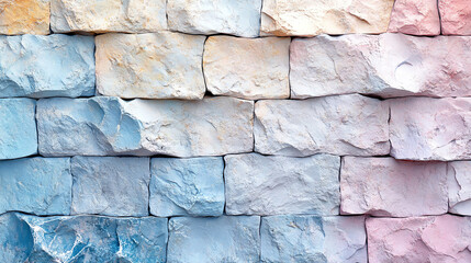 Pastel stone wall texture creates contrast, combining rugged detail with minimalist design. Generative ai.