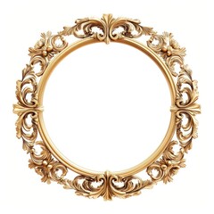 Elegant ornate round golden frame
