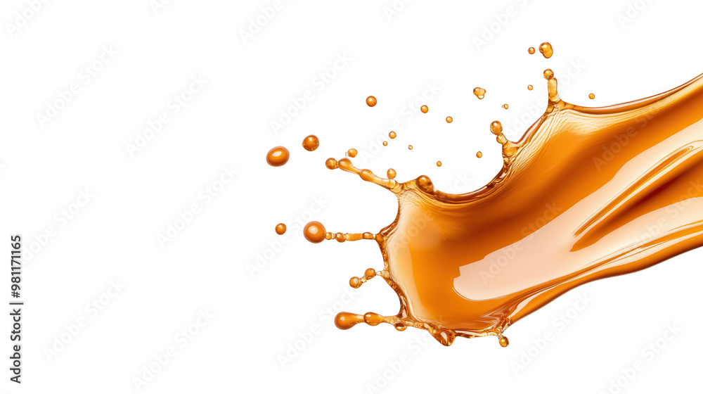Poster Dynamic splash of golden liquid creating a vibrant and eye-catching visual effect on a dark background.