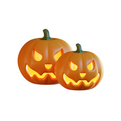 3D Halloween pumpkins with light inside