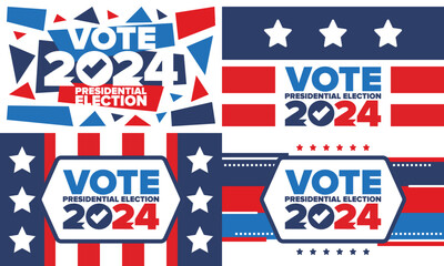 Vote 2024. Presidential Election 2024 in United States. November 5. US Election Day. Patriotic american element. Poster, card, banner and background. Vector illustration