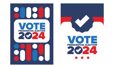 Vote 2024. Presidential Election 2024 in United States. November 5. US Election Day. Patriotic american element. Poster, card, banner and background. Vector illustration
