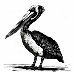 pelicana  black and white illustration 
