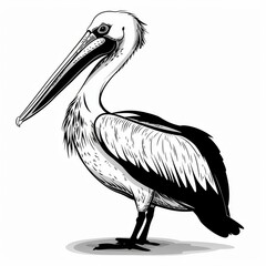 pelicana  black and white illustration 
