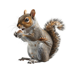 A lively squirrel holding an acorn, showcasing its playful nature and vibrant fur in detailed realism.