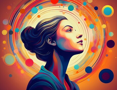 young woman thinking psychology constructivism cognitivism think mental health cognitive well-being looking up look