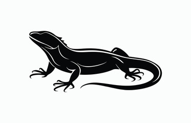 Obraz premium Lizard silhouette EPS vector animal art illustration template on a white background