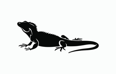 Obraz premium Lizard silhouette EPS vector animal art illustration template on a white background