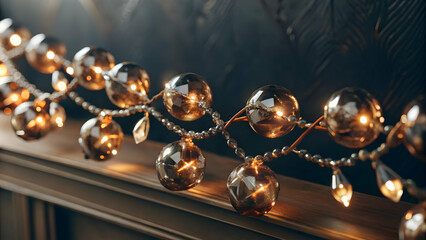 Seamless Minimal Background of Flat Recycled Glass Christmas Garland Pattern - Eco-Friendly Festive Design for Sustainable Holiday Decor