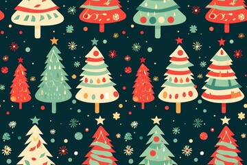 Christmas Seamless Pattern. Coniferous branches, cones, red artificial berries, thuja branches. Pattern for wrapping paper, greeting cards, invitations, fabric, prints.
