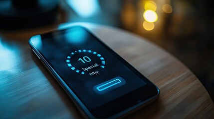 Obraz premium A digital timer on a smartphone screen displaying a countdown next to a product labeled 