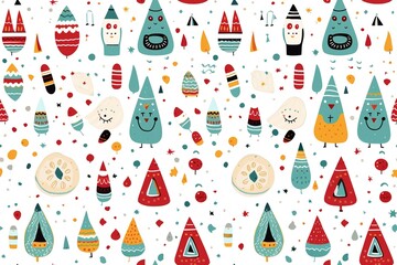 Christmas Seamless Pattern. Coniferous branches, cones, red artificial berries, thuja branches. Pattern for wrapping paper, greeting cards, invitations, fabric, prints.