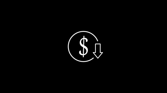 Dollar down icon design,Money transfer Icon icon in flat style,Dollar coin falling down. Icon of a coin and arrow pointing down, concept of financial crisis