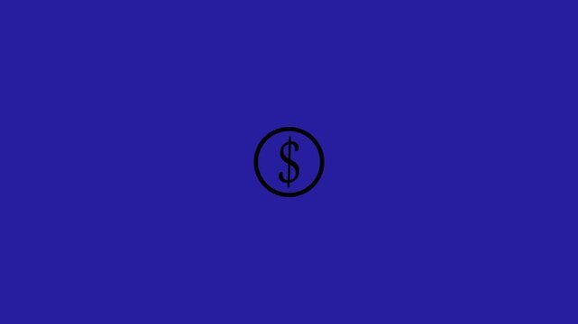 Money transfer Icon icon in flat style,Dollar coin falling down. Icon of a coin and arrow pointing down, concept of financial crisis
