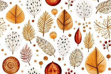 Christmas Seamless Pattern. Coniferous branches, cones, red artificial berries, thuja branches. Pattern for wrapping paper, greeting cards, invitations, fabric, prints.