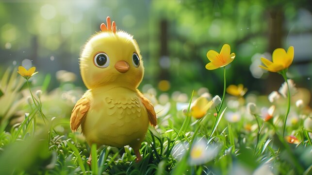 Meet the lovable 3d cartoon chicken spreading joy and whimsy in the animated garden world