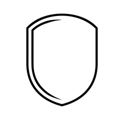 Obraz premium emblem Shield frame Logo. Vector template outline Sign of Protection, Guard and Security. Insurance or Immunity Symbol. Empty icon design isolated on white background