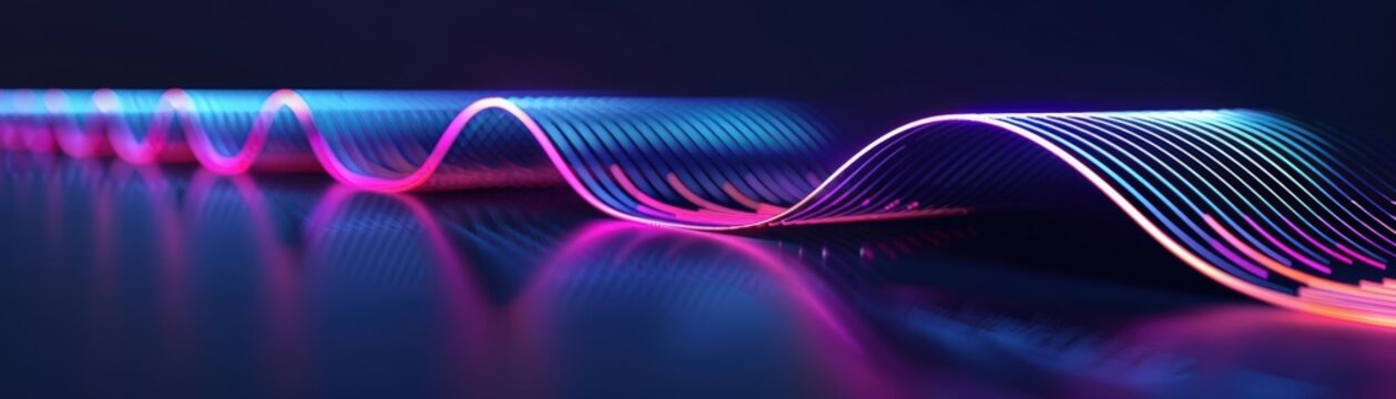 A Close-up Shot of a Neon human voiceprints, colorful diverse spectrograms