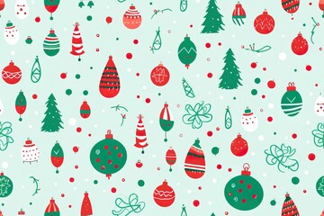 Christmas Seamless Pattern. Coniferous branches, cones, red artificial berries, thuja branches. Pattern for wrapping paper, greeting cards, invitations, fabric, prints.