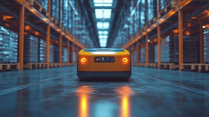 Efficient RPA bots working autonomously in a modern warehouse during daytime operations