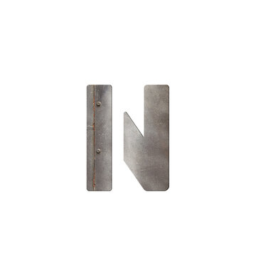recommend clip art: Metal industrial Latin letter N isolated