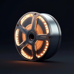 Obraz premium 3D Bollywood Reel Icon: Indian Cinema Symbol Illustration Logo