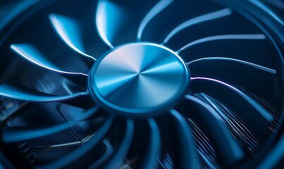 Close-up of a Blue Computer Fan
