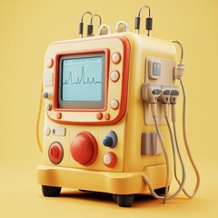 3D Dialysis Machine Icon: Kidney Function Equipment Illustration Logo