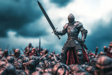 knight standing on a pile of defeated enemies