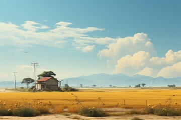 Fototapeta premium Minimal asian countryside architecture landscape building.