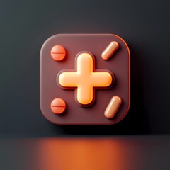 Fototapeta premium 3D Pharmacy Sign Icon: Drugstore Location Symbol Illustration Logo