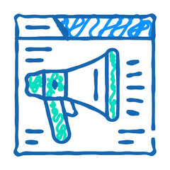 loudspeaker on web site doodle icon sketch vector. loudspeaker on web site sign. isolated symbol illustration