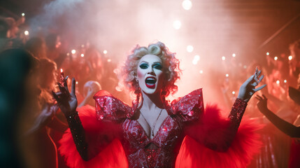 Nightclub Spectacle. Vivid Drag Performance.  Dazzling Nightlife Divas....