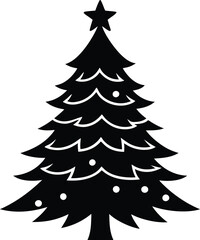 Obraz premium Christmas tree silhouette vector art for room decoration illustration design for celebration christmas day.