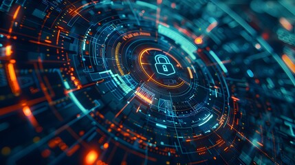 Obraz premium Visualize a security model with advanced encryption techniques, role-based permissions, and security event logs for a corporate intranet
