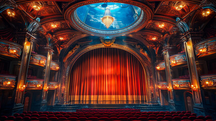 Obraz premium The Exquisite Interior of a Vintage Cinema