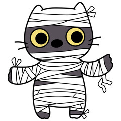 Cute cartoon cat ghost zombie illustration for Halloween party decoration 
