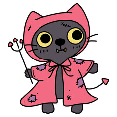 Cute cartoon cat ghost zombie illustration for Halloween party decoration 